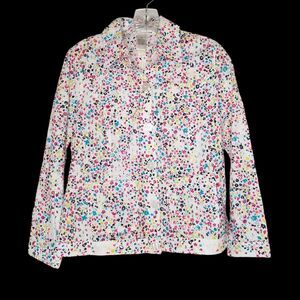 Drapers and Damons Floral White Eyelet Lace Button Up Shirt Small Petite